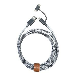 E9-Poly Native‎ Union Belt 6.5' USB-A to Lighting to Micro To USB-C Cable Zebra